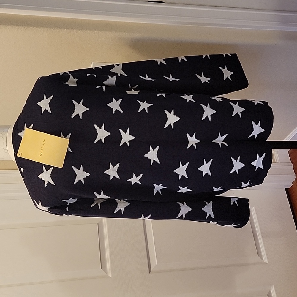 Nina Leonard Knit Carigan Navy & Stars - Picture 2 of 3